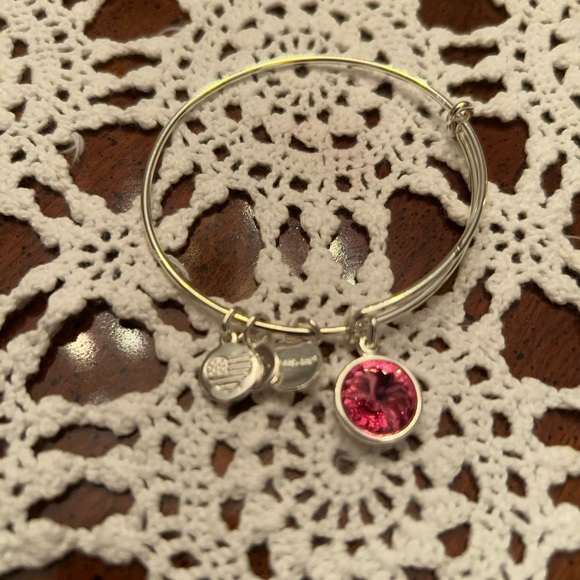 Alex & Ani Bangle Bar Pink Tourmaline October Birthstone Bangle Bracelet - Picture 12 of 14
